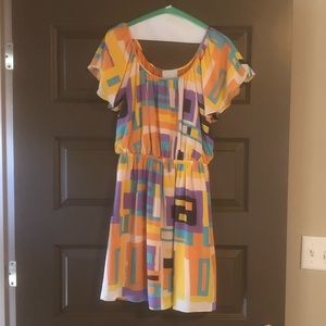 Multi-color summer dress with elastic waist